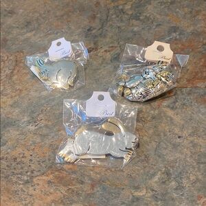 Silver and Gold Rabbit Brooch Set of 3 NWT